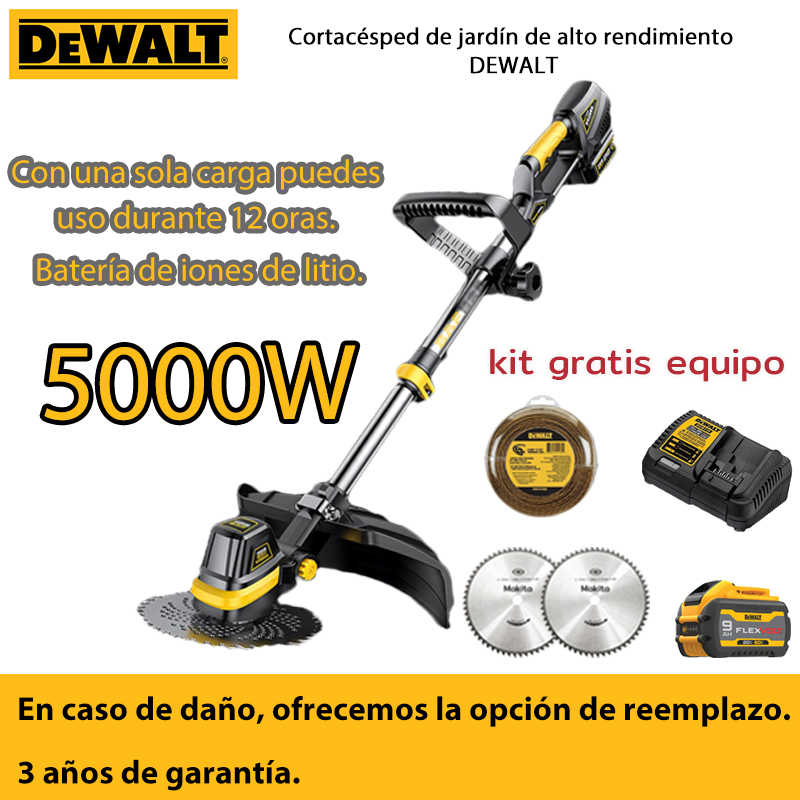 [DEWALT]Cortador de grama sem escova sem carbono + conjunto completo de acessórios + 5000 W + Pode ser usado por 12 horas com uma única carga de bateria de íon de lítio.