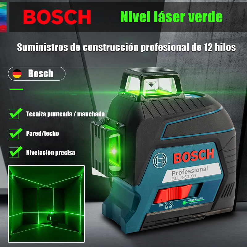 【BOSCH】Nivel láser de 12 líneas, se puede ver a 40 metros al aire libre, tres modos de funcionamiento son opcionales, ordene ahora y disfrute del 50% de descuento, pago contra reembolso y envío gratis